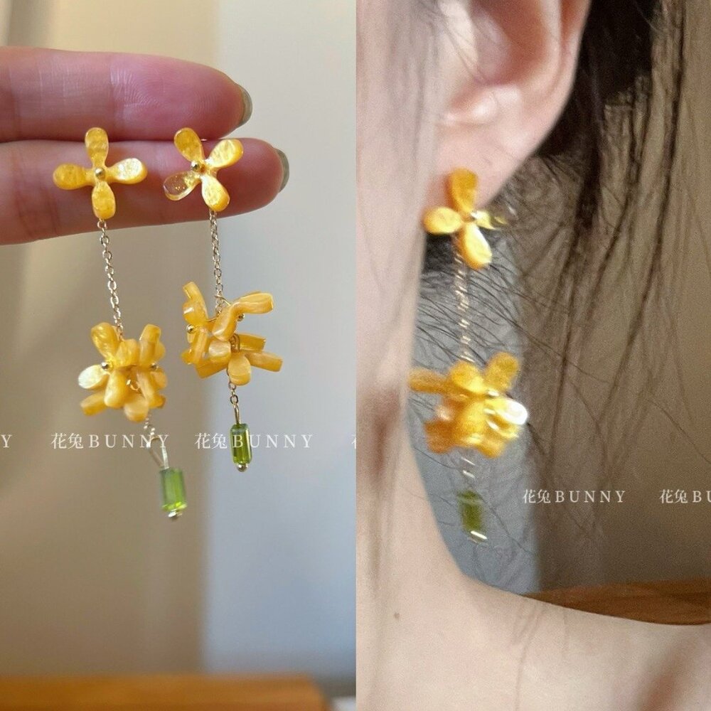 Osmanthus tassel long floral earrings